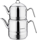 Korkmaz Largo Theepotset 4-dlg - Turkse authentieke theepot RVS ( 2,3 / 4,2 Liter )