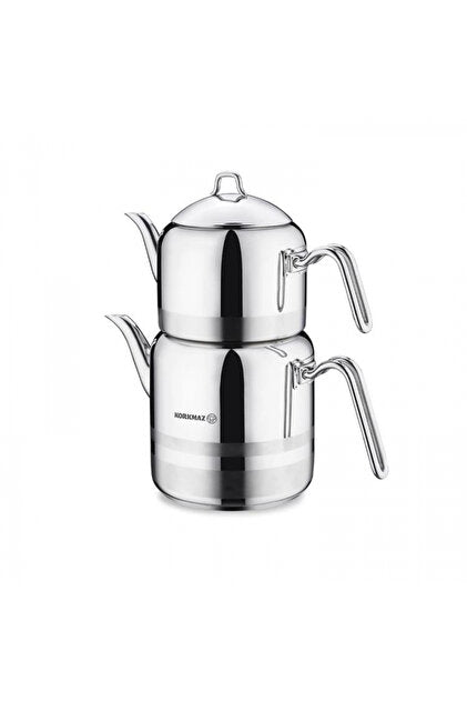 Korkmaz Largo Theepotset 4-dlg - Turkse authentieke theepot RVS ( 2,3 / 4,2 Liter )