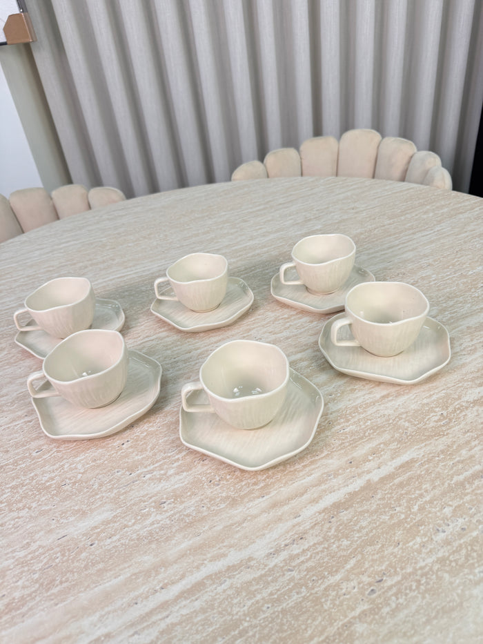 Bavary Linea Koffieset 12 Delig | 6 Persoons Beige - Cermico