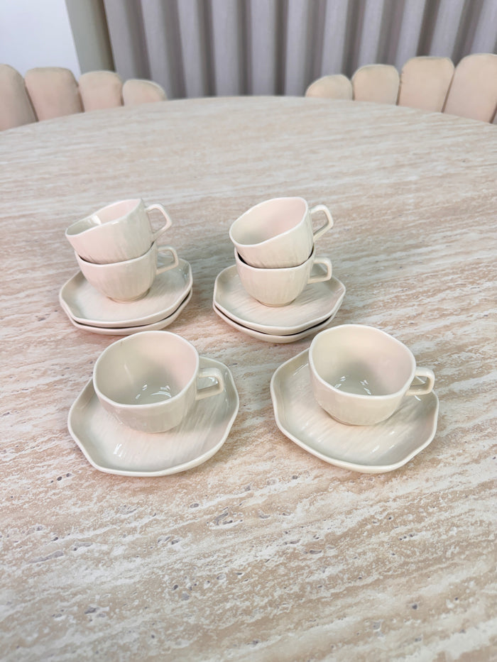 Bavary Linea Koffieset 12 Delig | 6 Persoons Beige - Cermico