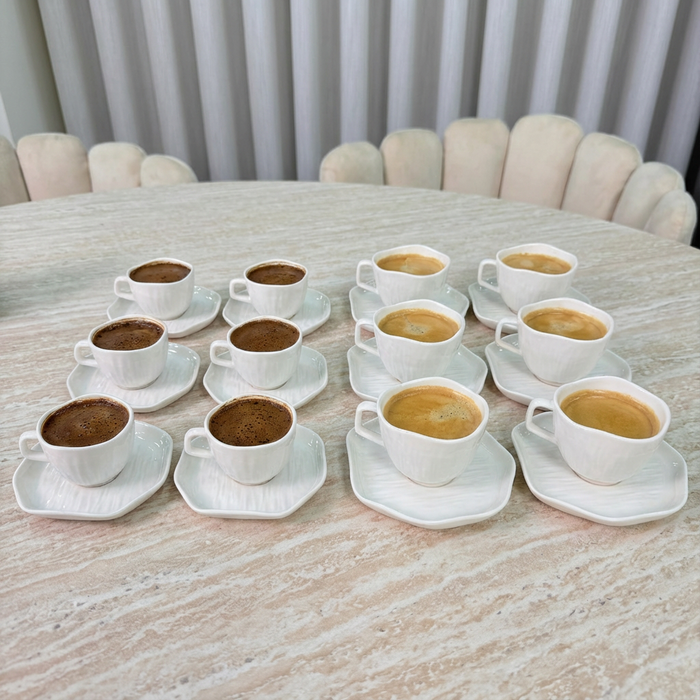 Bavary Linea Koffieset 12 Delig | 6 Persoons Wit - Cermico