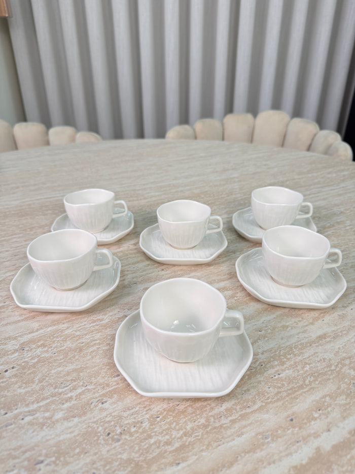 Bavary Linea Koffieset 12 Delig | 6 Persoons Wit - Cermico