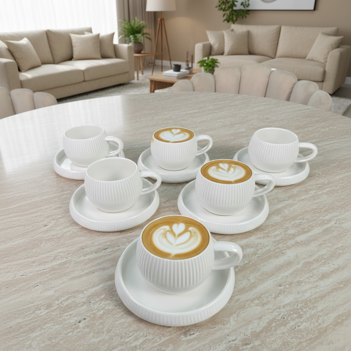 Bavary Lines ( BONDY LINE ) koffieset 12 Delig | 6 Persoons Wit