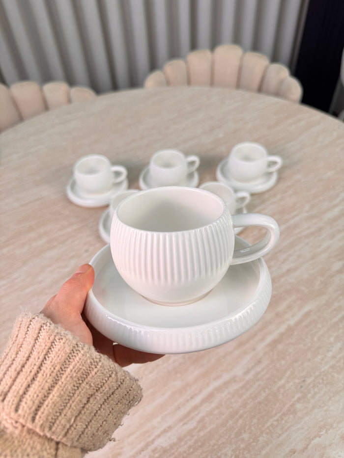 Bavary Lines ( BONDY LINE ) koffieset 12 Delig | 6 Persoons Wit