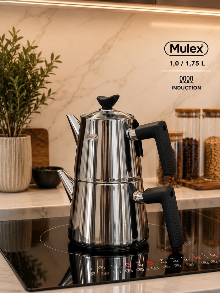 MLX MLX Theepotset 4-dlg - Turkse authentieke theepot RVS ( 1,0 / 1,75 Liter )
