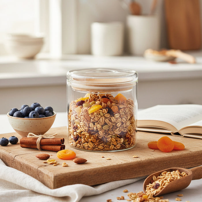 LIV MONO Borosilicaatglas Voorraadpot / opbergpot / Bewaardoos - met deksel – 700 ml ( Per Stuk )