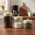 BRICARD PORCELAIN Osera Bewaardozen- / Kruidenpotten / Voorraadbussenset 3 Delig | Cream