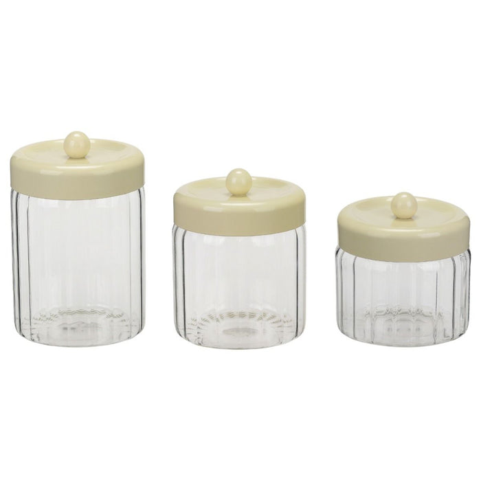 BRICARD PORCELAIN Osera Bewaardozen- / Kruidenpotten / Voorraadbussenset 3 Delig | Cream