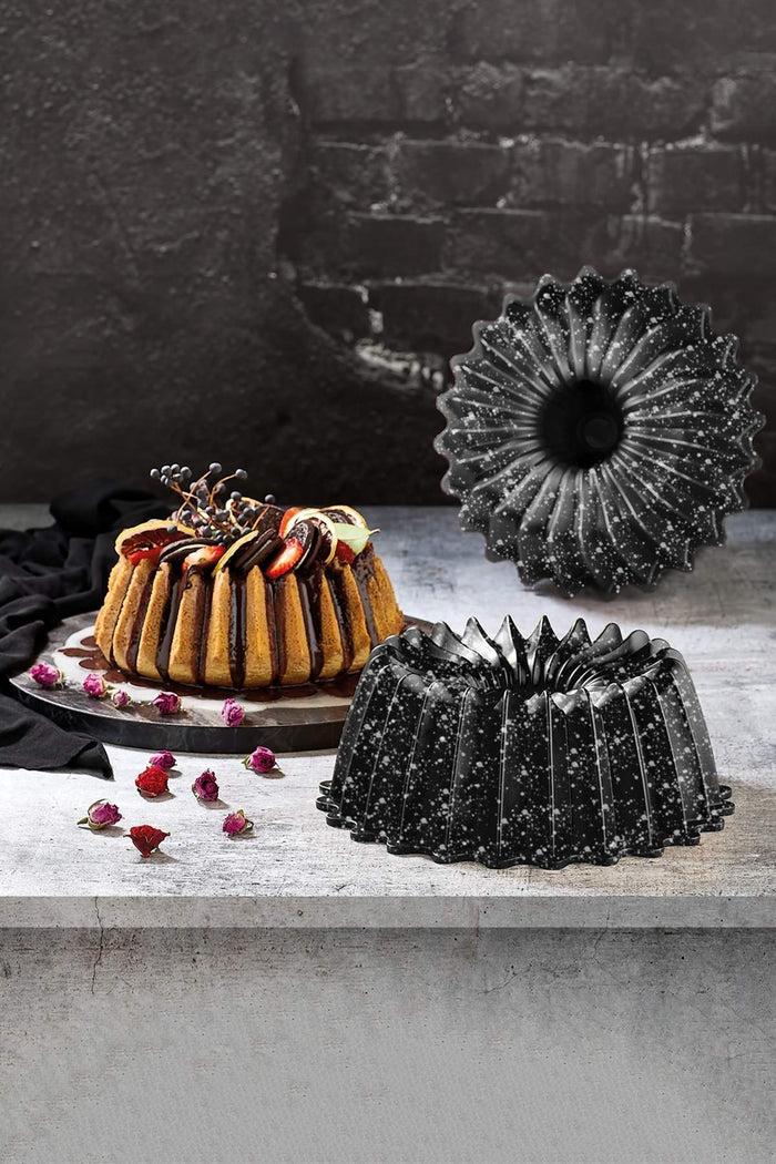 polochef Polochef Lindo Cakevorm - Graniet Bakvorm - 26cm -  Non-Stick - Zwart