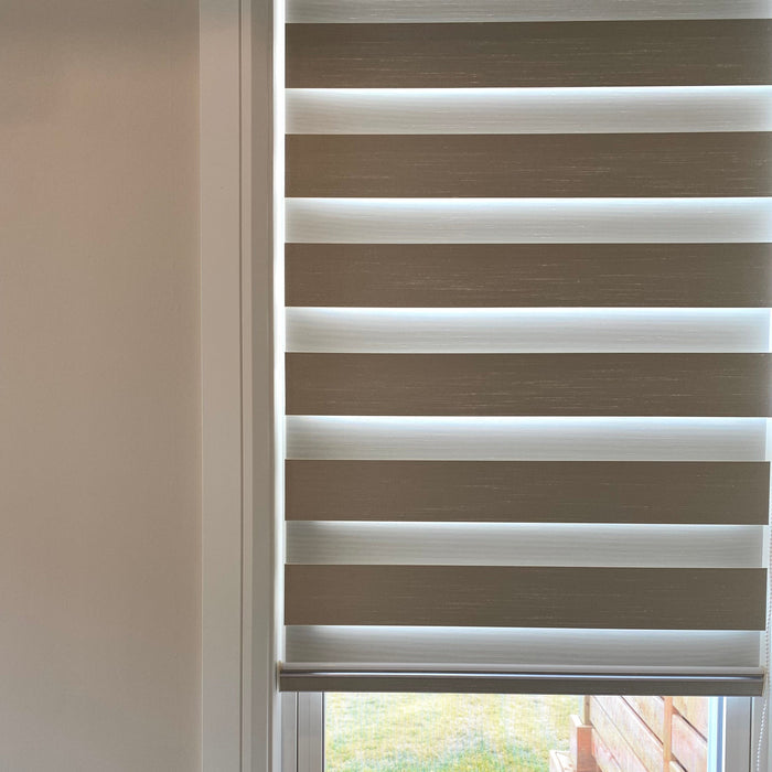 Premium Wool-Textured Room Darkening Zebra Blinds/ Dual Sheer Shades | MIFU Decor