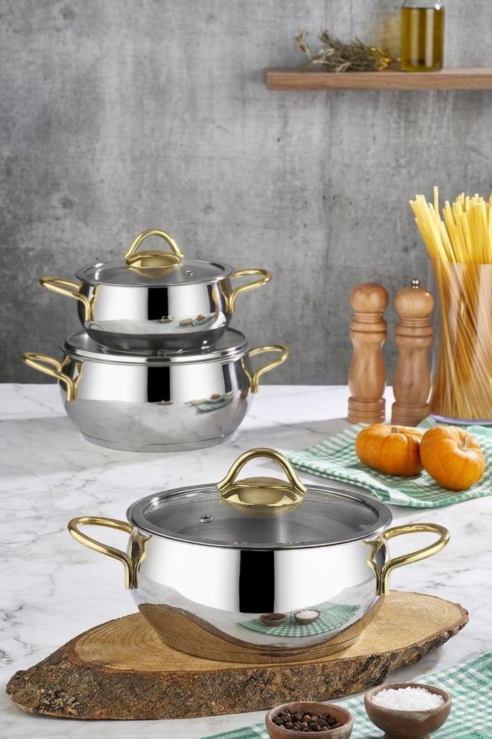 polochef Proline Midi Pannenset 6 Delig | Zilver - Goud