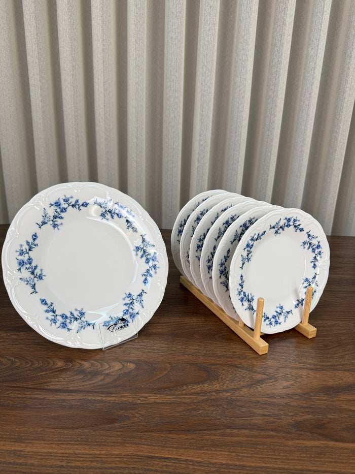 BonBistro Retro Blauw flower Gebaksset 7 Delig