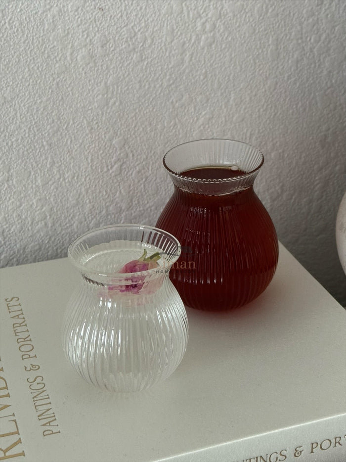 MLX Ribbled Tombik Borosilikat Borrelglas 6 Delig 100 ML