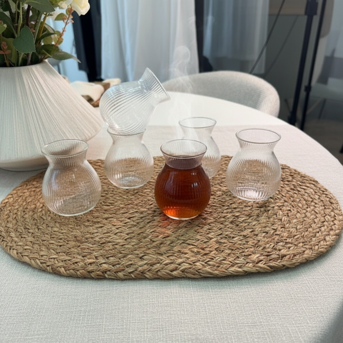 MLX Ribbled Tombik Borosilikat Theeglazen 6 Delig 200 ml