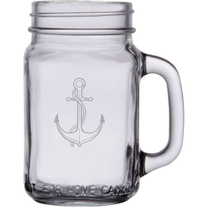 Rope & Anchor 16 oz. Mason Jar Glass Sets