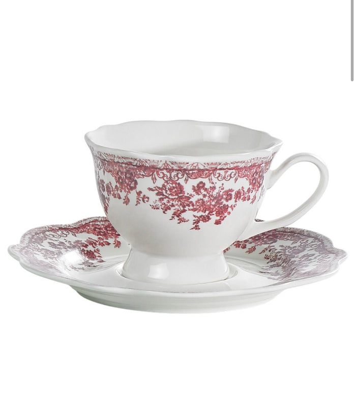 Rosi Flora Cappuccino / Nescafé 12 Delig | 6 Persoons Roze Vintage ( Fleury - Cyril )