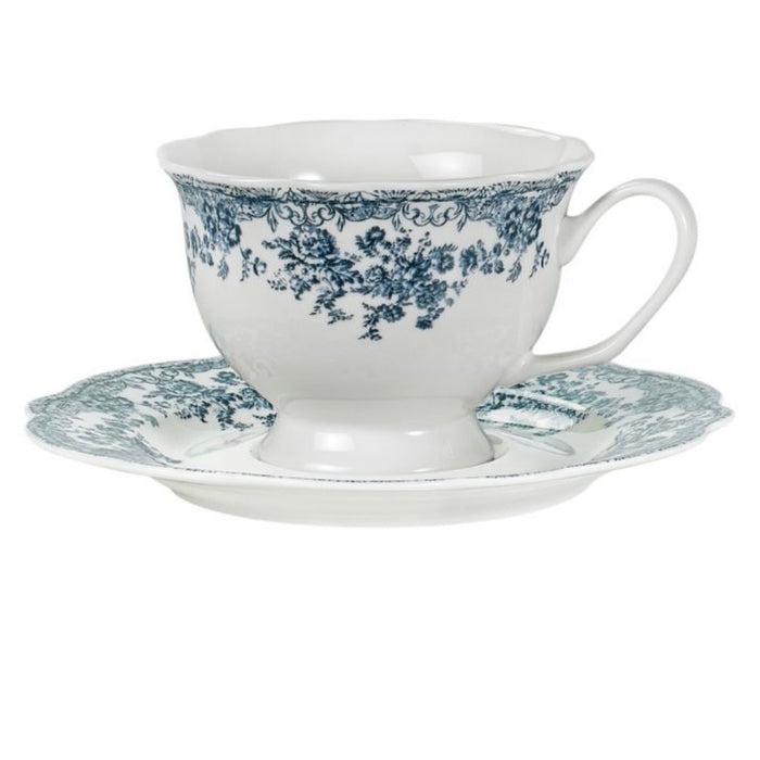 Sapphire Flora Cappuccino / Nescafé 12 Delig | 6 Persoons Blauw Vintage ( Fleury - Cyril )
