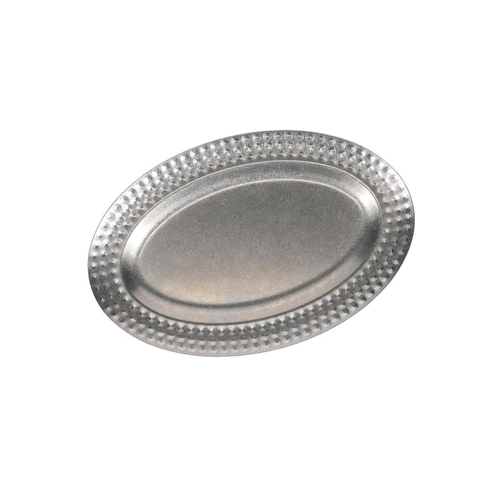 BonBistro Serveerschaal 30x20cm met gestructureerde rand antique zilver Serve