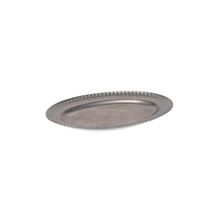 BonBistro Serveerschaal 30x20cm met gestructureerde rand antique zilver Serve