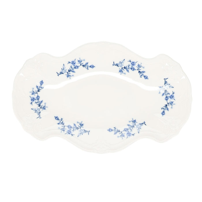 Serveerschaal 39x25cm Blue flower Retro