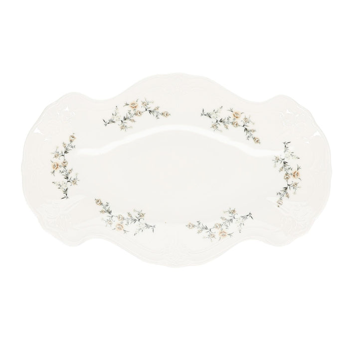 BonBistro Serveerschaal 39x25cm brown flower Retro