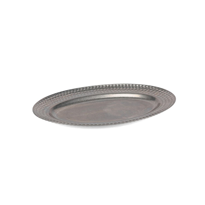 BonBistro Serveerschaal 48x31cm met gestructureerde rand antique zilver Serve