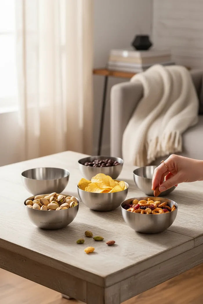 Silvara ( Aura ) RVS Dip- / Snackschalen Ø9 cm ( 6 Delig )