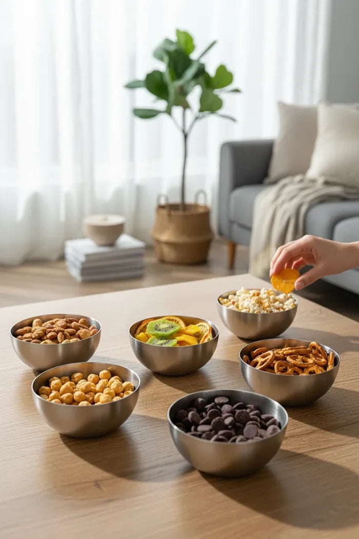 Silvara ( Aura ) RVS Dip- / Snackschalen Ø9 cm ( 6 Delig )