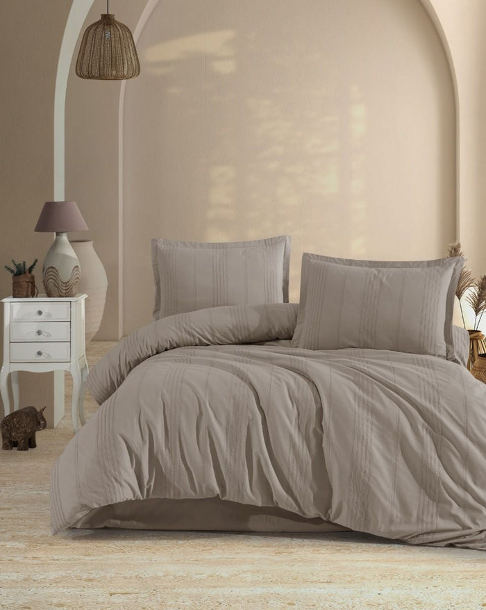 Lavella TAYLA DEKBEDOVERTREKSET | TAUPE 200X220 CM 4-DELIG