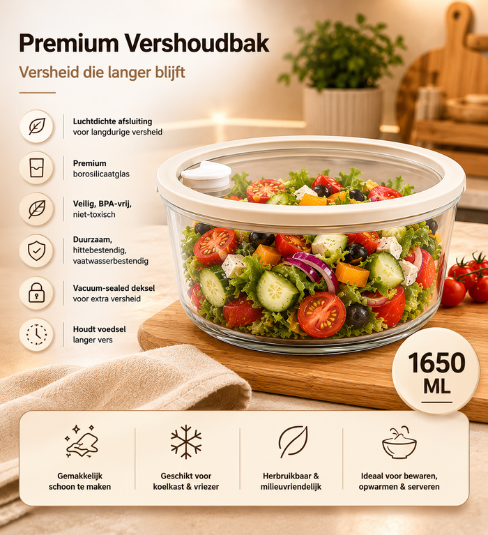 BVR Vera Vershoudbak Rond | 1650 ML | Beige-transparant